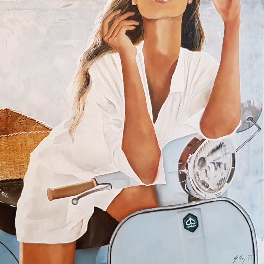 Frau auf Roller
